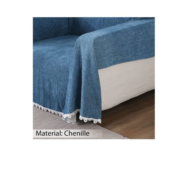 Hokipo Chenille 4 Seater Sofa CoverNavy Blue c - LXINDIA.COM