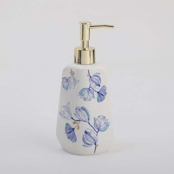 Home Centre Nova Santorini Ceramic Printed Soap Dispenser White 1 1 - LXINDIA.COM