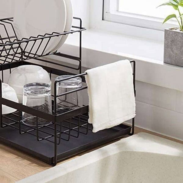 HomeCloud Kitchen Dish Rack Drainer Drying Rack Black 1 - LXINDIA.COM