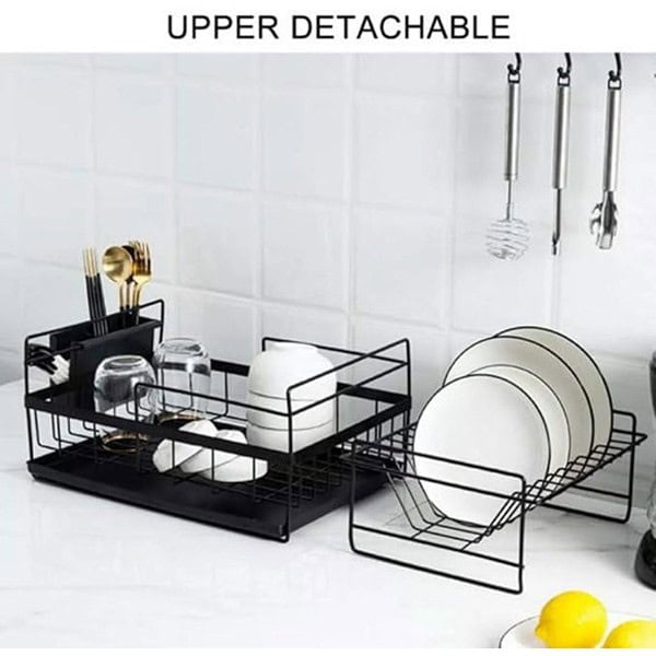 HomeCloud Kitchen Dish Rack Drainer Drying Rack Black 2 - LXINDIA.COM