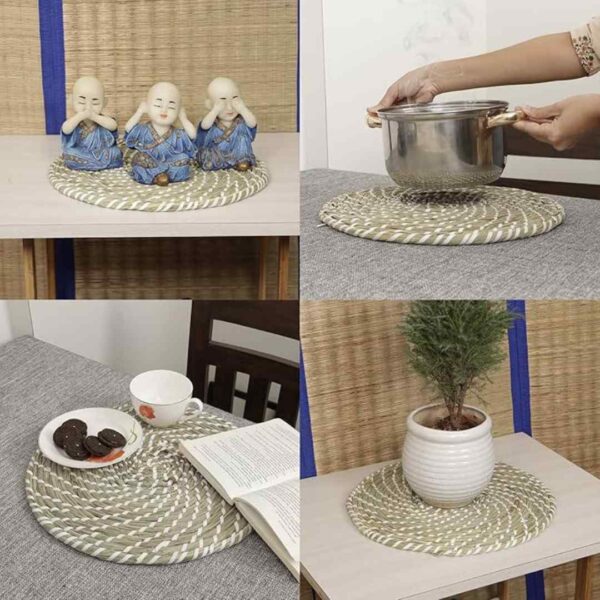 HomeStorie Thick Straw Round Mats for Decor and Hot Pots Pack of 1 2 - LXINDIA.COM