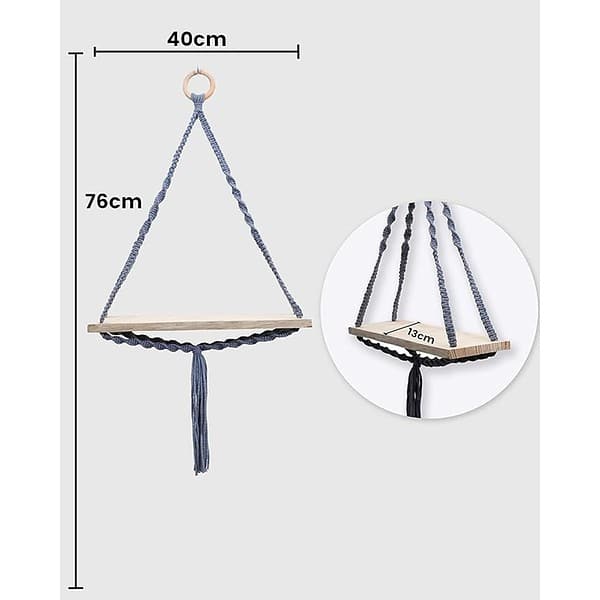 Homesake Macrame Wall Hanging Shelf Woven Home Decor Wood Floating Storage Shelf 1 - LXINDIA.COM