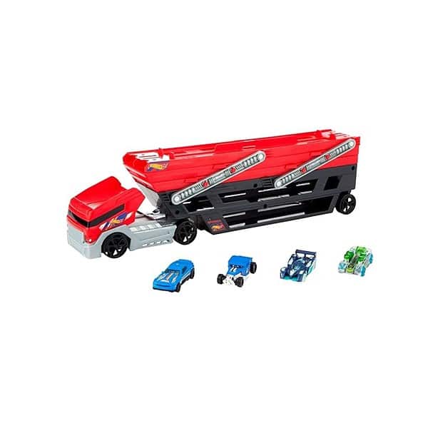 Hot Wheels Mega Hauler Truck includes 4 Die cast Cars Multicolor - LXINDIA.COM