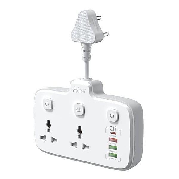 Hoteon Extension Board Individual Switch Power Strip with 20W Fast PD Type C 2500W - LXINDIA.COM