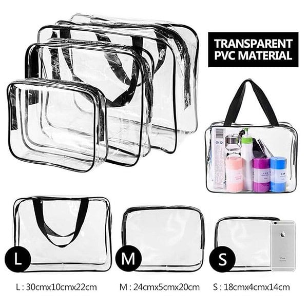 House of Quirk 3 Pack Clear PVC Cosmetic Bags Travel Toiletry Bag Set 2 - LXINDIA.COM