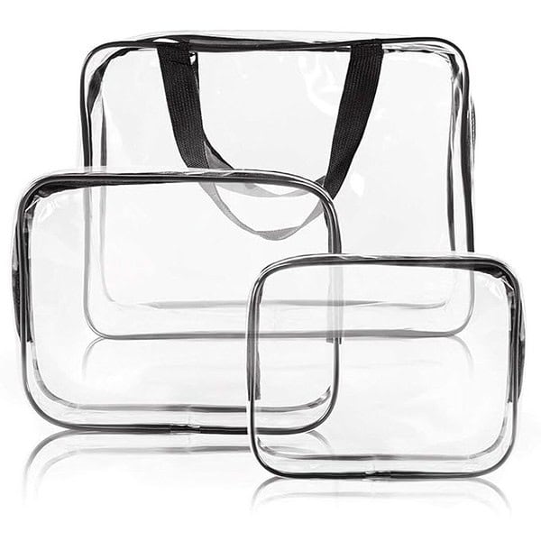 House of Quirk 3 Pack Clear PVC Cosmetic Bags Travel Toiletry Bag Set - LXINDIA.COM