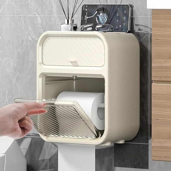 House of Quirk Punch Free Toilet Paper Holder Wall Mounted Beige 1 - LXINDIA.COM