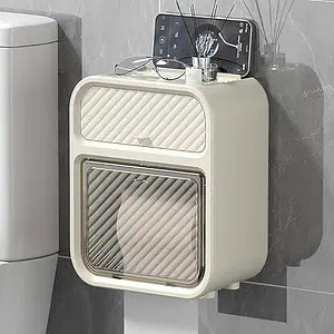 House of Quirk Punch Free Toilet Paper Holder Wall Mounted Beige - LXINDIA.COM