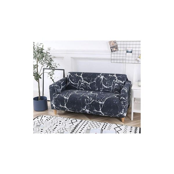 House of Quirk Triple Seater Big Elasticity Flexible Stretch Sofa Black Marble - LXINDIA.COM