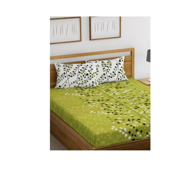 Huesland CottonKing Size Bedsheet Green A - LXINDIA.COM