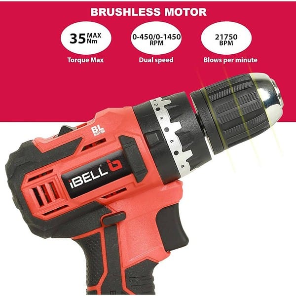 IBELL Brushless Cordless Impact Driver Drill Bm18 60 Red1 - LXINDIA.COM