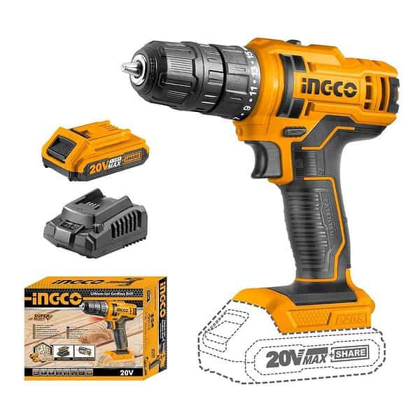 INGCO 20V Cordless Drill 10mm 45NM - LXINDIA.COM