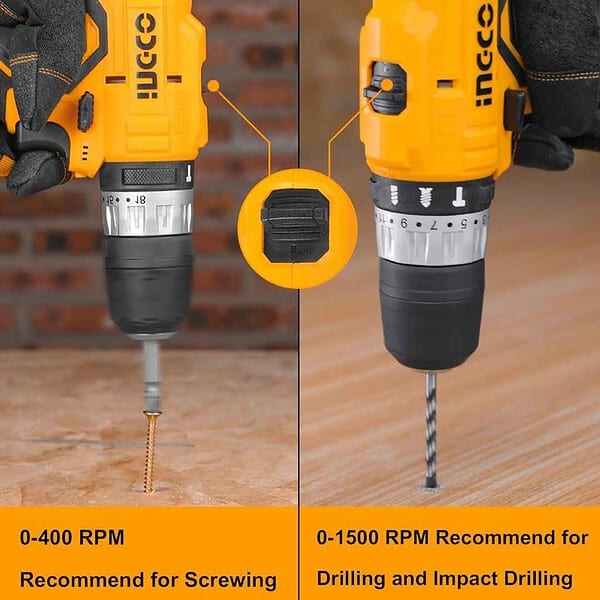 INGCO Cordless Impact Drill with 2 PCS Battery and Charger1 - LXINDIA.COM