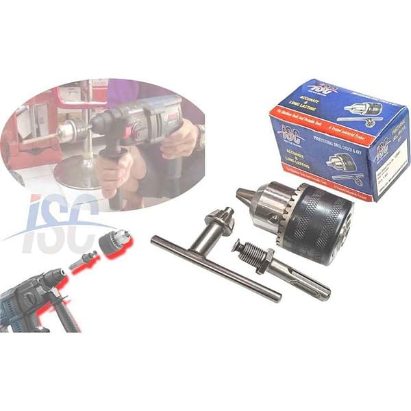 ISC Heavy Duty 13mm Drill Chuck with SDS Adaptor Key Set1 - LXINDIA.COM