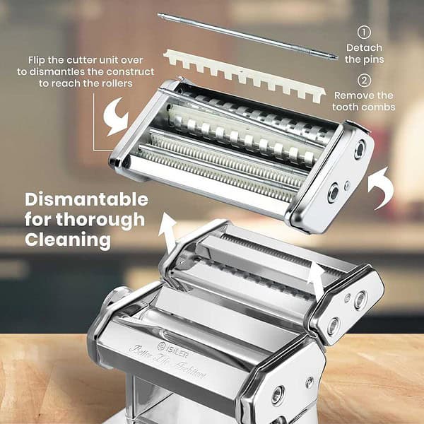 ISILER Pasta Maker 9 Adjustable Thickness Settings 2 in 1 Pasta Machine B - LXINDIA.COM