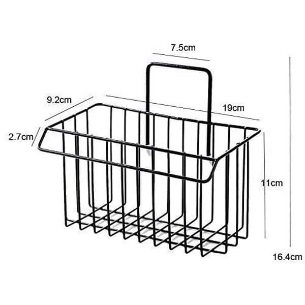 ISLA Sink Caddy Organizer Metal Iron Sponge Holder Rack Drain Rack Black 3 - LXINDIA.COM