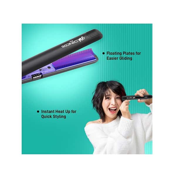 Ikonic Mini Hair Straightener Black and Purple A - LXINDIA.COM