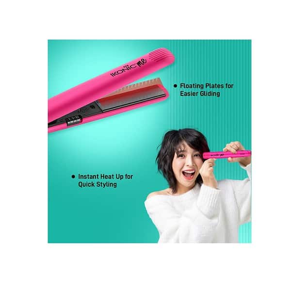 Ikonic Mini Hair Straightener Pink and Black A - LXINDIA.COM