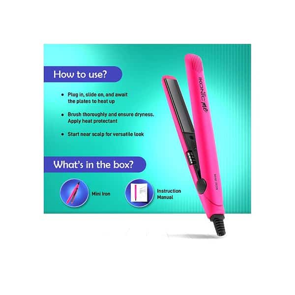 Ikonic Mini Hair Straightener Pink and Black B - LXINDIA.COM