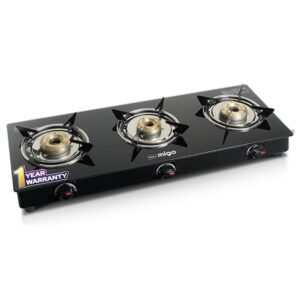 Impex 3 Burner Gas Stove 6 Mm Toughened Glass Gas Stove Black - LXINDIA.COM