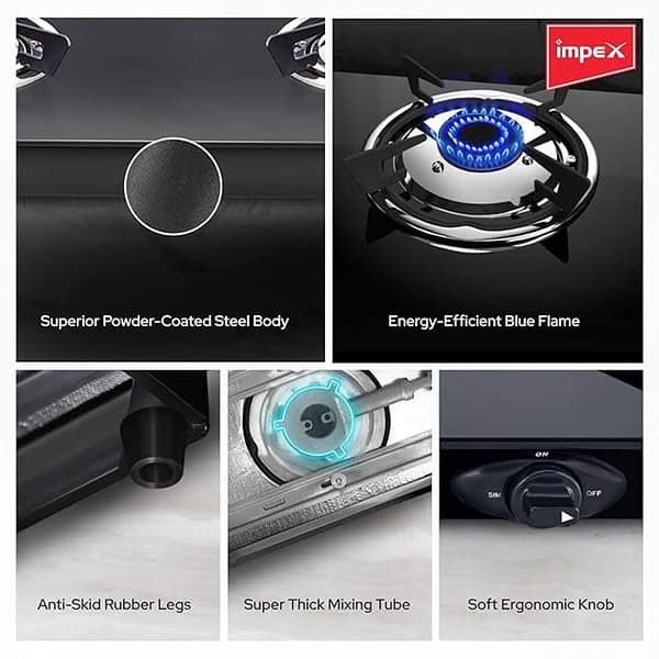 Impex 3 Burner Glasstop Gas Stove SPECTA 3B NEO 2 - LXINDIA.COM