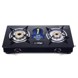 Impex Migo 2 Burner Gas Stove 6 mm Toughened Glass Top LINEA 2B - LXINDIA.COM