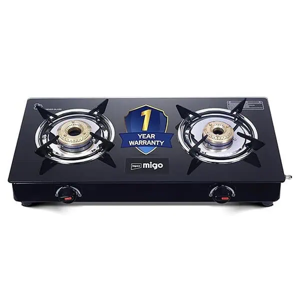 Impex Migo 2 Burner Gas Stove 6 mm Toughened Glass Top LINEA 2B - LXINDIA.COM