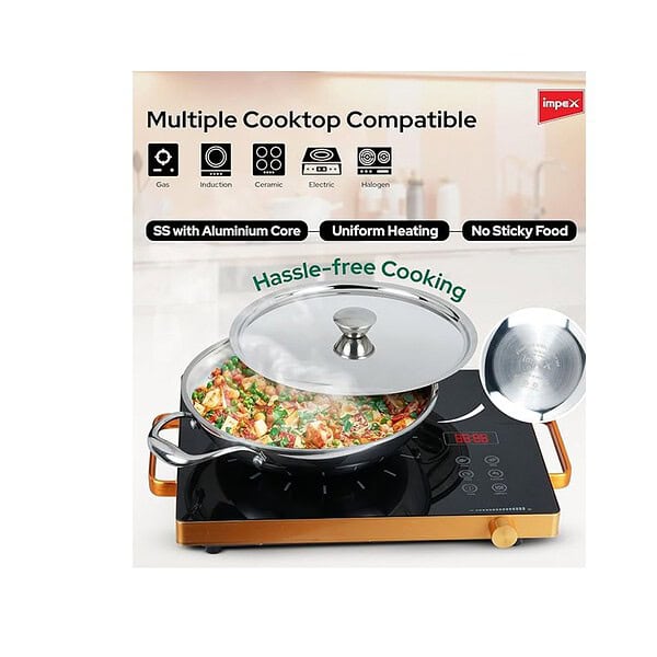 Impex Serene Triply Kadaipan 24cm Frypan 24cm Cookware Set A - LXINDIA.COM