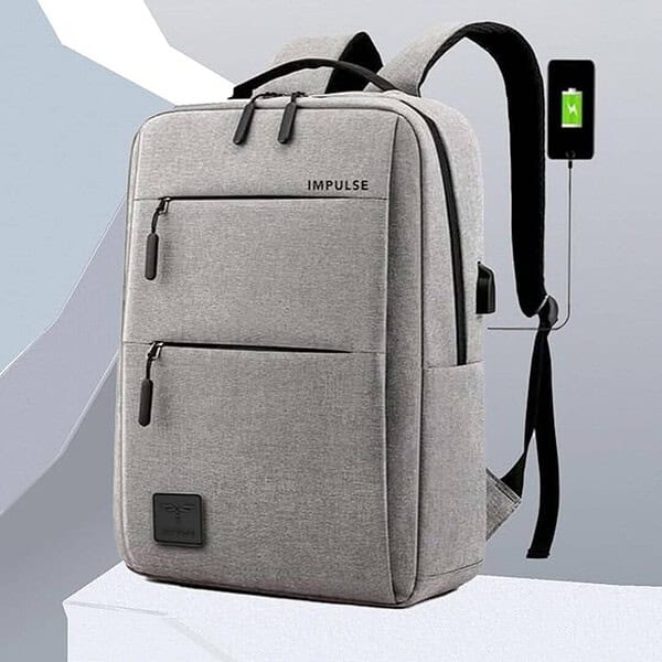 Impulse EmpowerElite 25L Unisex Water Resistant Travel Laptop Backpack with USB Charging PortGrey 1 - LXINDIA.COM