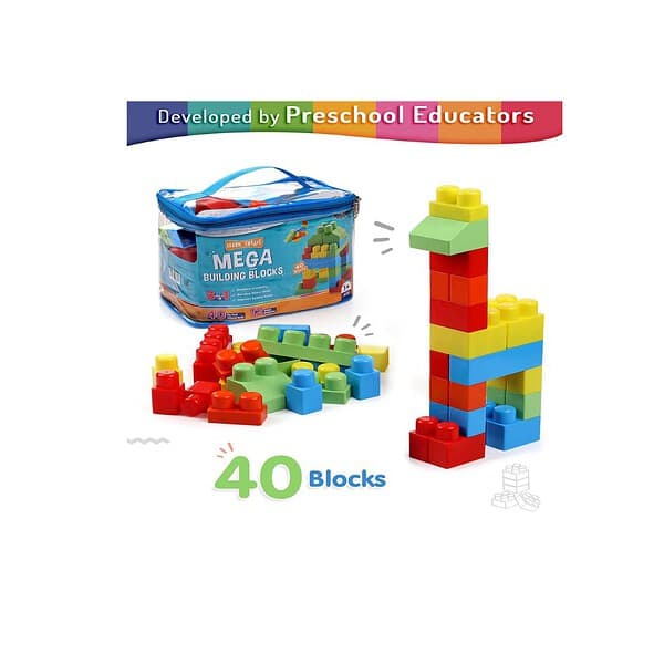 Intelliskills Premium 40 Pcs Mega Building Blocks for Kids - LXINDIA.COM