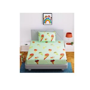 JAMUWAL Cotton Green Icecream Single Kids Bedsheet A - LXINDIA.COM