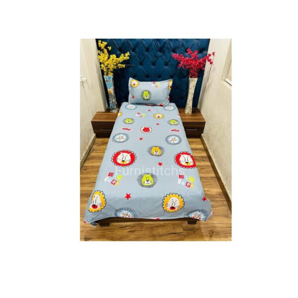 JAMUWAL Cotton Grey Lion Bedsheet b - LXINDIA.COM