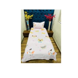 JAMUWAL Cotton pink cat Single Kids Bedsheet - LXINDIA.COM