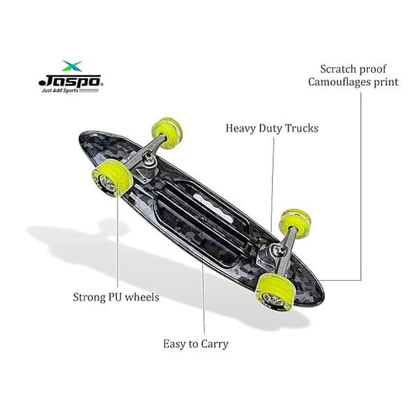 JASPO Cruiser Skateboard 25.5 X 7 Inches Best for Beginners Blackbird 2 - LXINDIA.COM