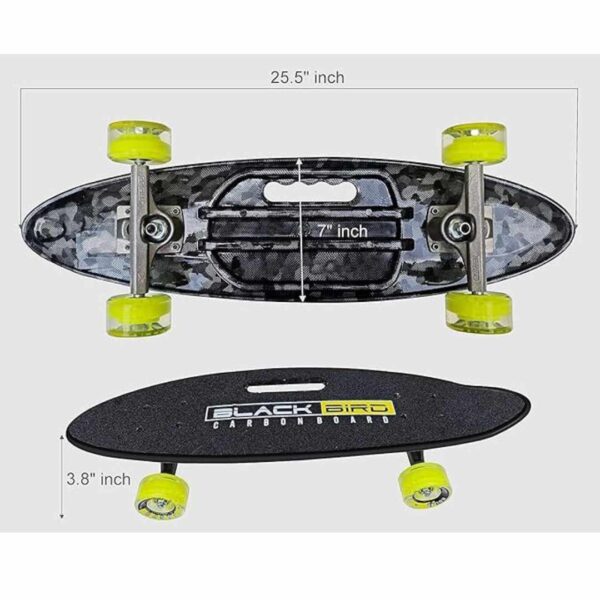 JASPO Cruiser Skateboard 25.5 X 7 Inches Best for Beginners Blackbird 3 - LXINDIA.COM