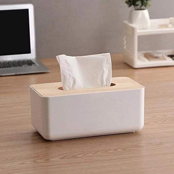 JK Enterprise 1pc Square Shape Wooden Cover Plastic Tissue Dispenser 1 - LXINDIA.COM