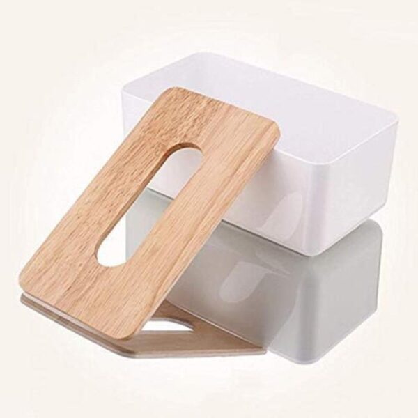 JK Enterprise 1pc Square Shape Wooden Cover Plastic Tissue Dispenser 2 - LXINDIA.COM