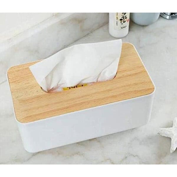 JK Enterprise 1pc Square Shape Wooden Cover Plastic Tissue Dispenser 3 - LXINDIA.COM