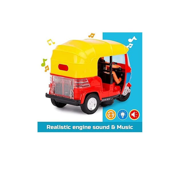 JOLARY Tricycle Auto Rickshaw Toys with Attractive Light Sound and Battery A - LXINDIA.COM