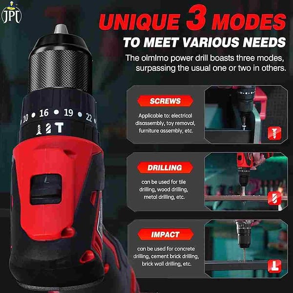 JPT PRO Series 18V Steel Chuck Impact Drill Machine2 - LXINDIA.COM