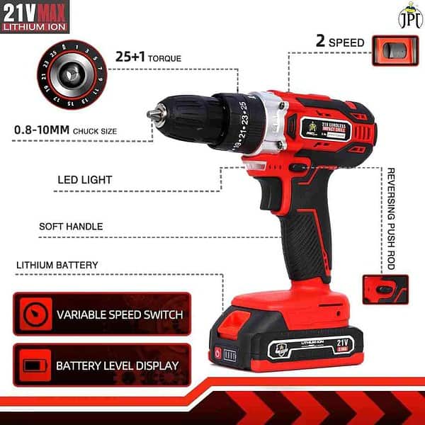 JPT Pro Series 21V Cordless Drill Machine1 - LXINDIA.COM