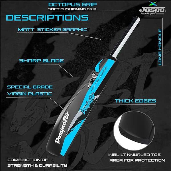 Jaspo Dominator Venom Edition 34 Inches Plastic Cricket Bat Ball Octopus Grip 3 - LXINDIA.COM