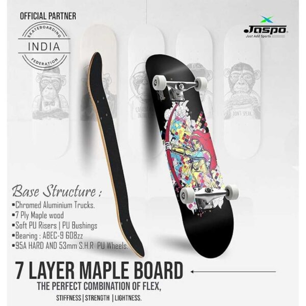 Jaspo Miss Archer 7 Layer Wooden Professional Grade Concave Deck Skateboard 1 - LXINDIA.COM