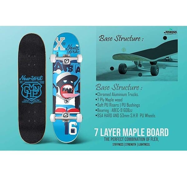 Jaspo New York Dreams 31 X 8 Inches Canadian Maple Skateboard Silver 1 - LXINDIA.COM