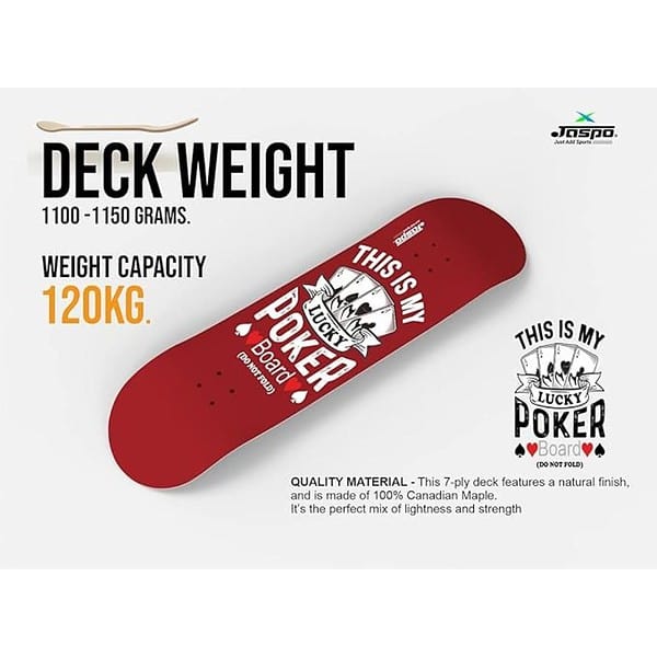 Jaspo Poker 31 x 8 Inches Canadian Maple Skateboard Poker 1 - LXINDIA.COM