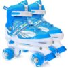 Jaspo Scud Adjustable Quad Roller Skates with LED Wheels Blue S - LXINDIA.COM