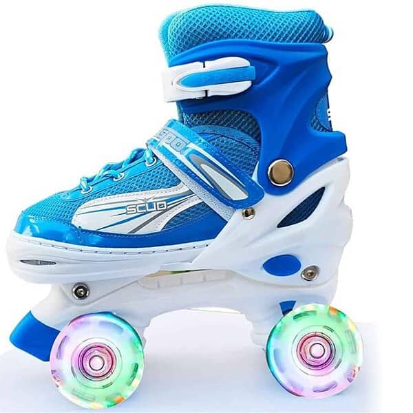 Jaspo Scud Adjustable Quad Roller Skates with LED Wheels Blue S 2 - LXINDIA.COM