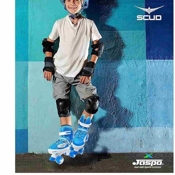 Jaspo Scud Adjustable Quad Roller Skates with LED Wheels Blue S 3 - LXINDIA.COM