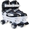 Jaspo Scud Adjustable Quad Roller Skates with PU LED Wheels Black - LXINDIA.COM