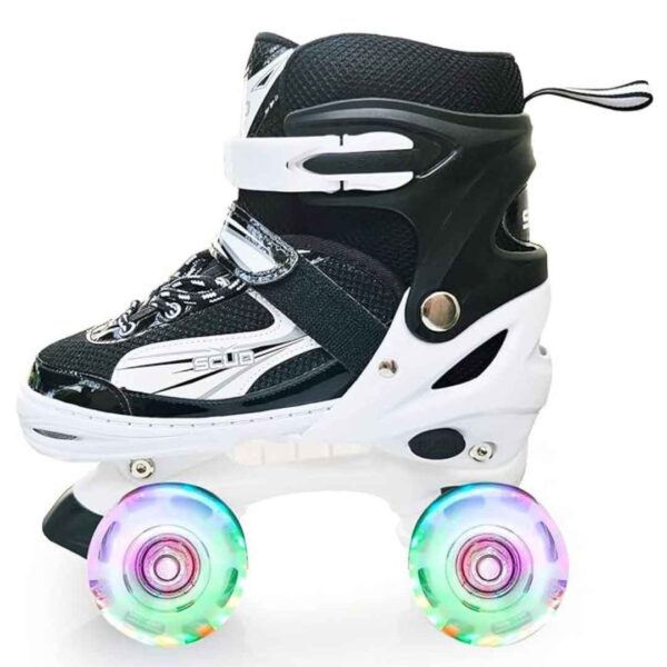 Jaspo Scud Adjustable Quad Roller Skates with PU LED Wheels Black 2 - LXINDIA.COM